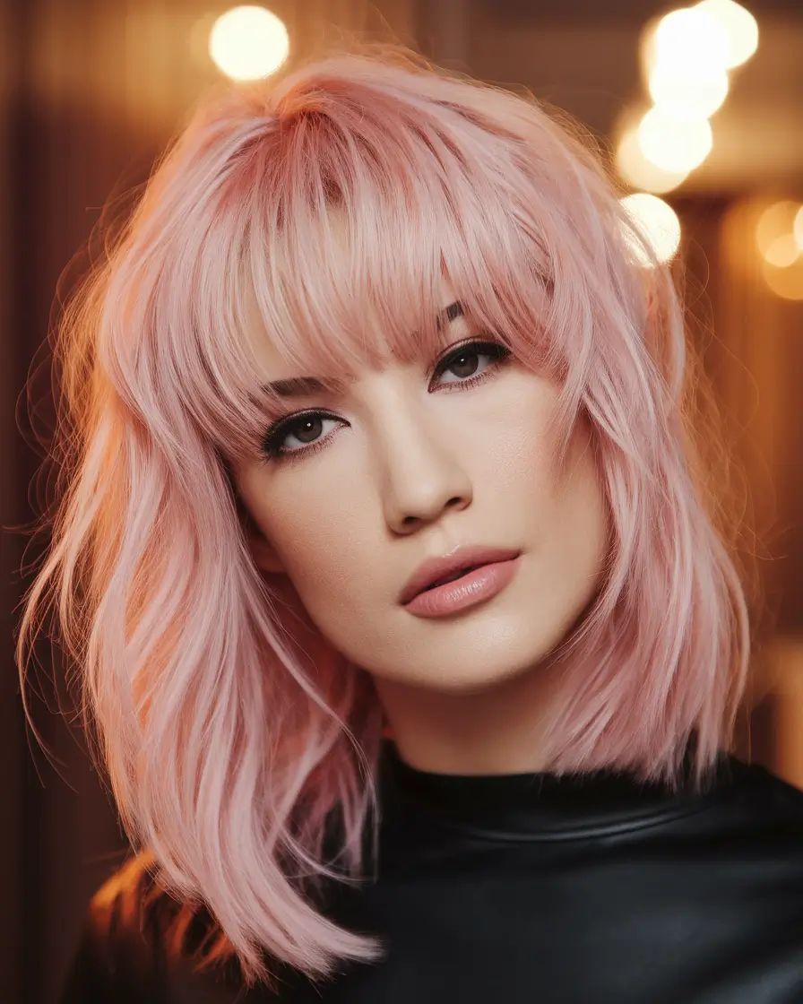 Easy Short Fall Hairstyles 2025 Rose Quartz Layers with Soft Fringe