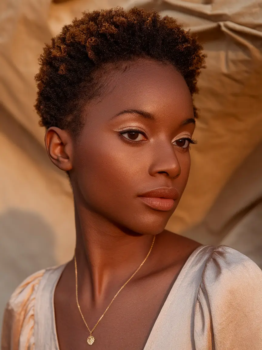Easy Short Fall Hairstyles 2025 Tapered Afro with Burnt Copper Glow