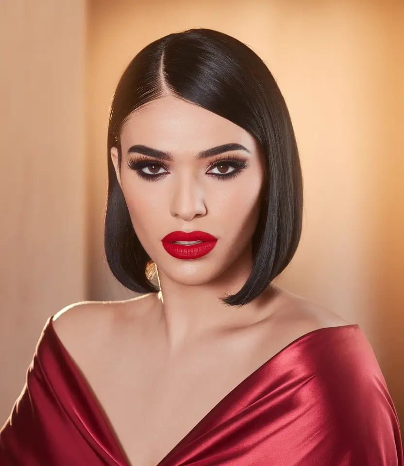 Easy Short Fall Hairstyles 2025 Polished Power Bob with Dramatic Part