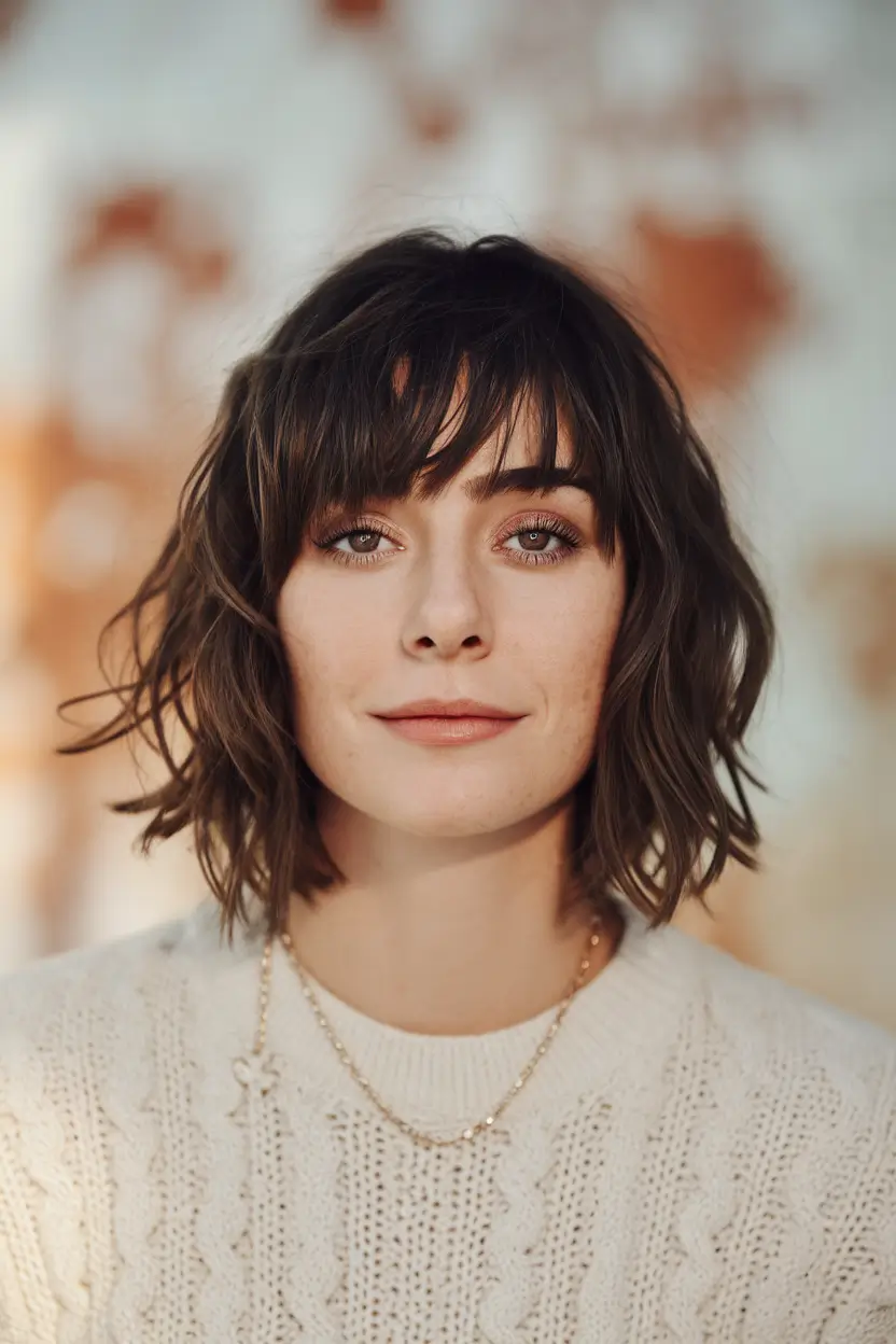 Easy Short Fall Hairstyles 2025 Choppy Bob with Soft Fringe