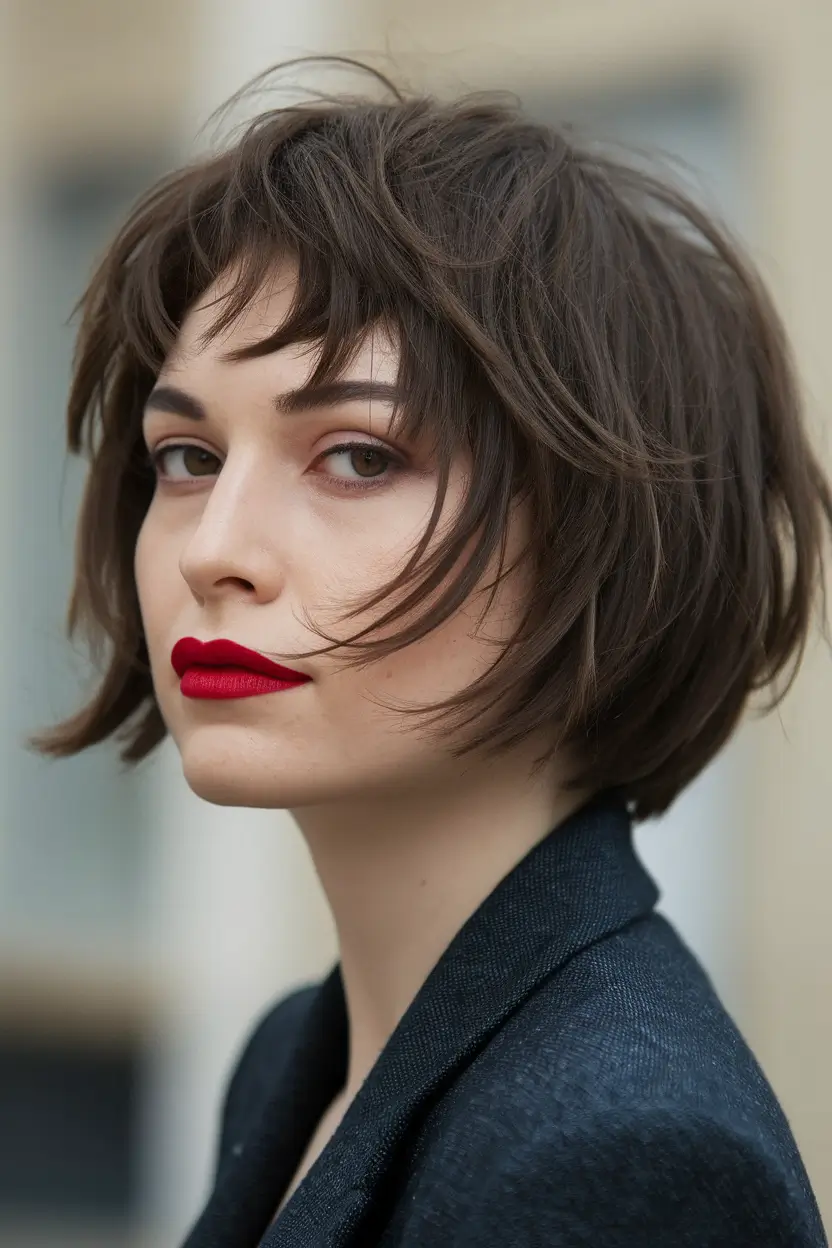 Easy Short Fall Hairstyles 2025 Parisian Shag with Feathered Micro Fringe