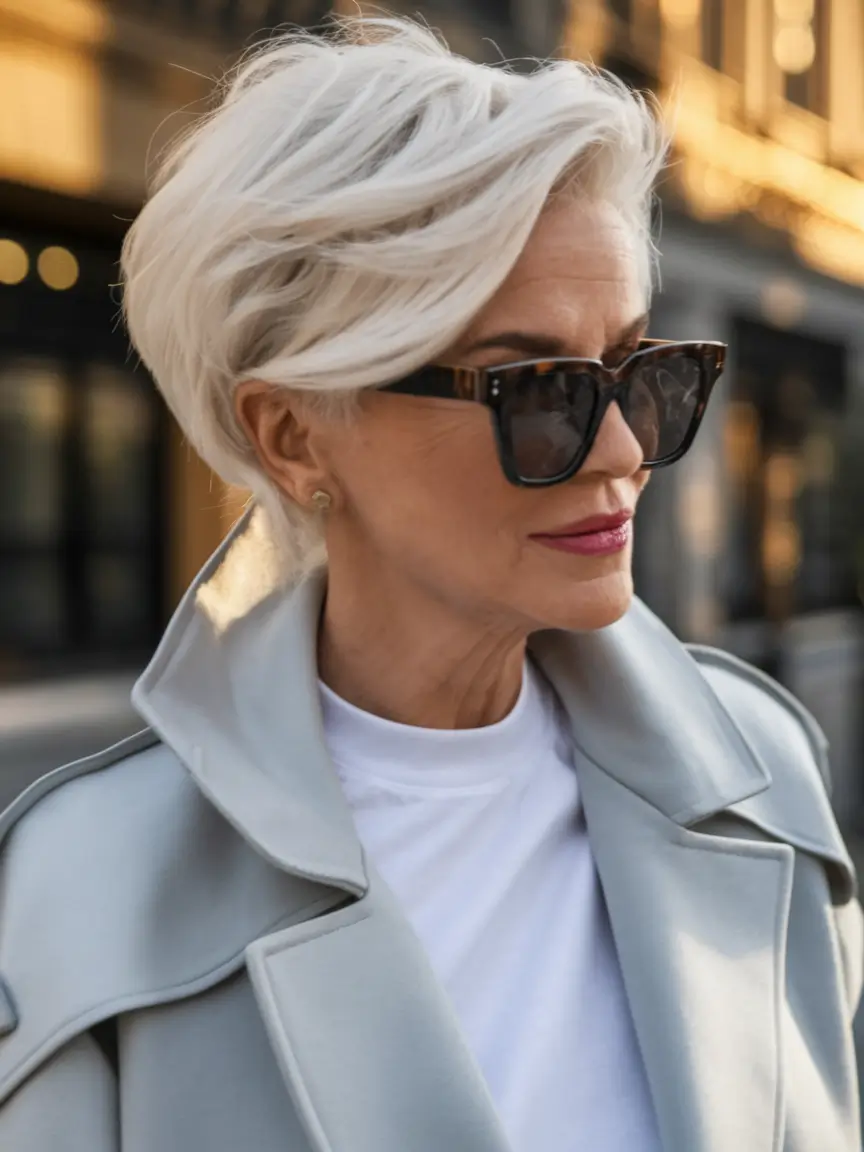 Elegant Fall hairstyles for Women Over 60 in 2025 Chic Short Grey Bob with Volume