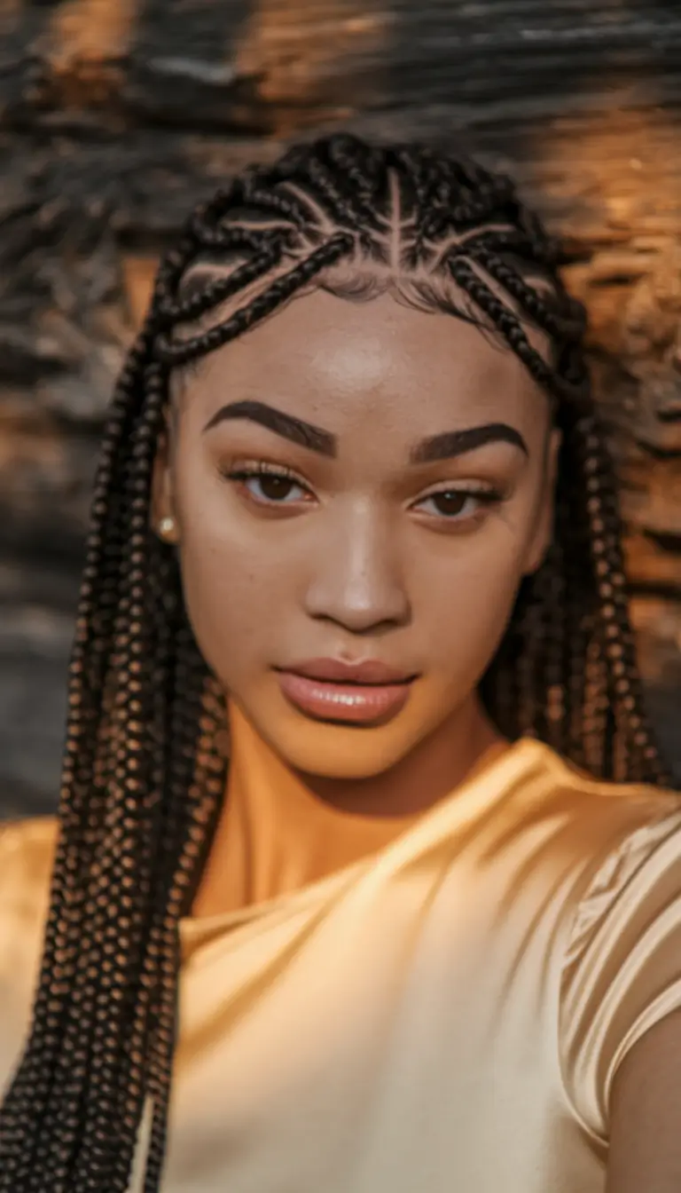 Fall 2025 Braid hairstyles You’ll Want to Copy Patterned Cornrows with Flowing Ends