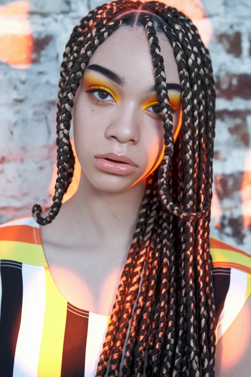 Fall 2025 Braid hairstyles You’ll Want to Copy Bold Box Braids with Blonde Highlights