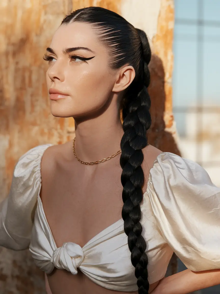 Fall 2025 Braid hairstyles You’ll Want to Copy Ultra-Long Sleek Braid Ponytail