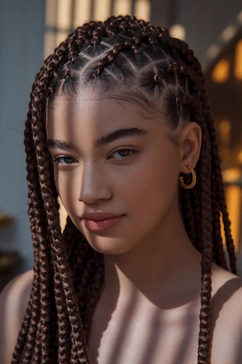 Fall 2025 Braid hairstyles You’ll Want to Copy Intricate Knotless Box Braids with Soft Brown Glow