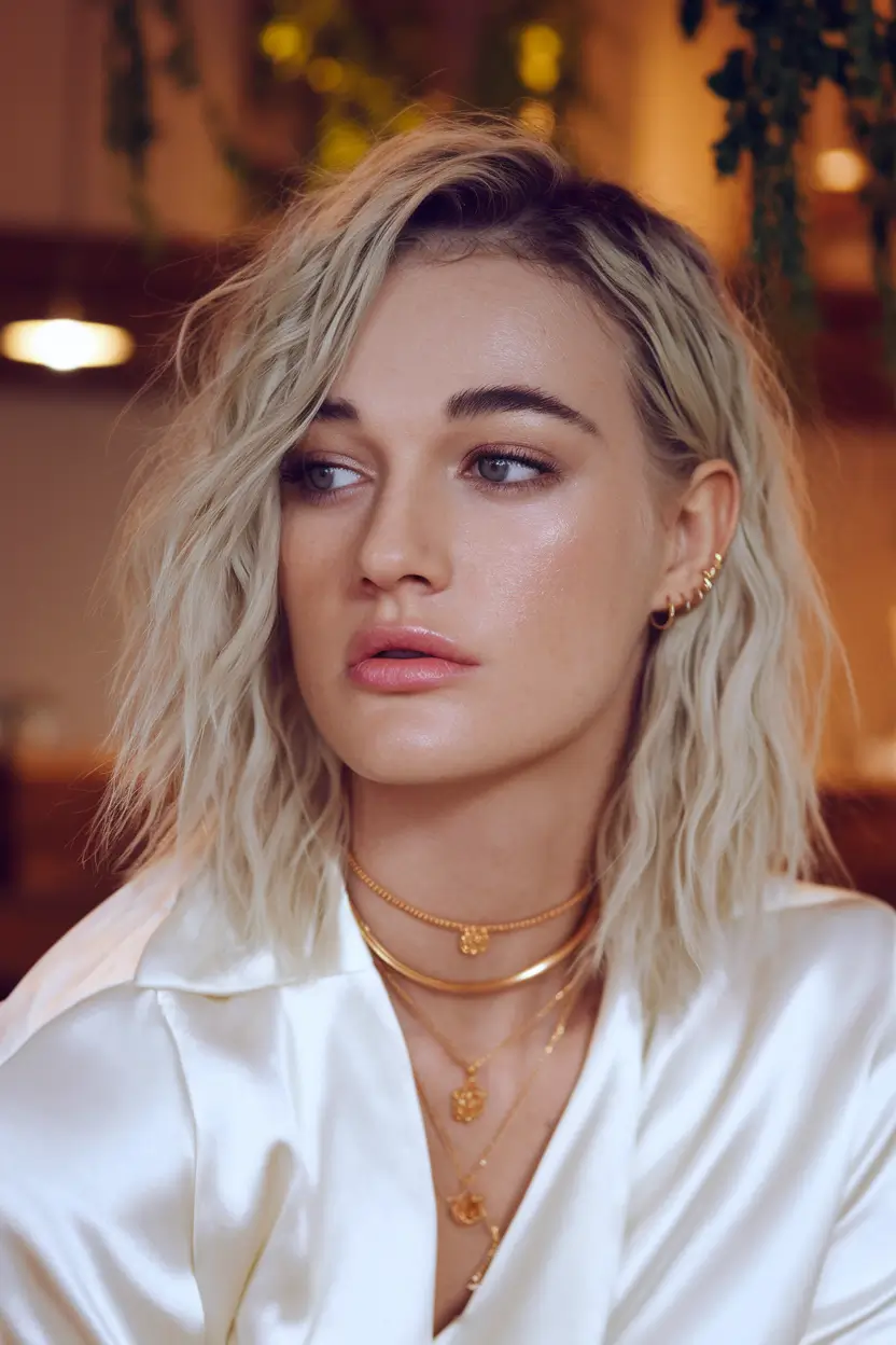 fall 2025 hairstyle for short cuts Casual Textured Lob with Soft Waves