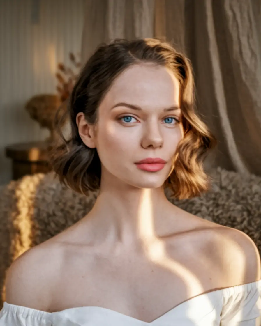fall 2025 hairstyle for short cuts Soft Romantic Waves with Warm Glow