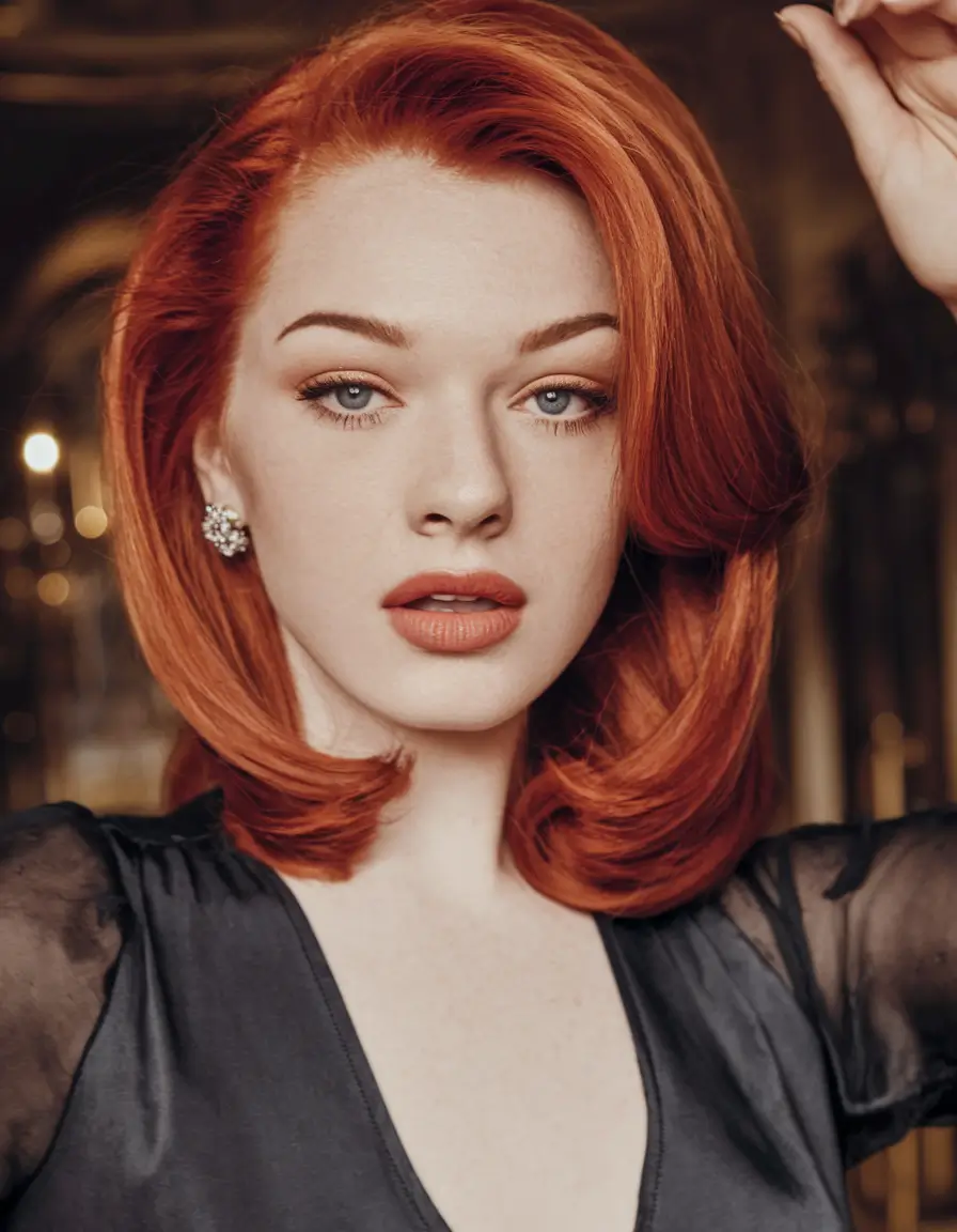 fall 2025 hairstyle for short cuts Fiery Copper Lob with Retro Lift