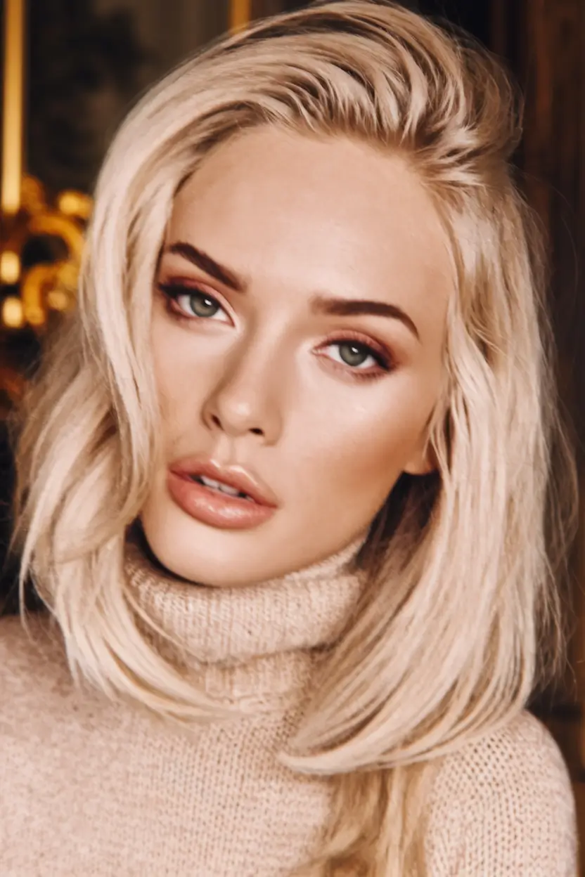 fall 2025 hairstyle for short cuts Soft Blonde Lob with Natural Glow