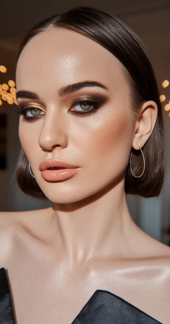 fall 2025 hairstyle for short cuts Ultra Sleek Bob with Smoky Eyes