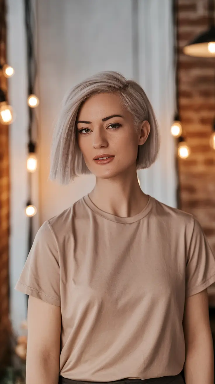 fall bob hairstyle ideas 2025 Platinum Bob for a Frosty, Fierce Fall