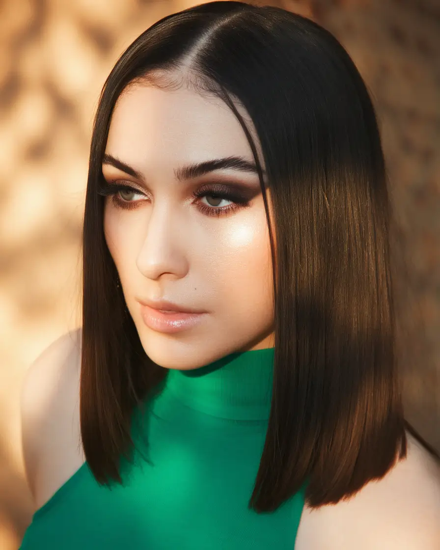 fall bob hairstyle ideas 2025 Glossy Espresso Sleek with Razor Precision
