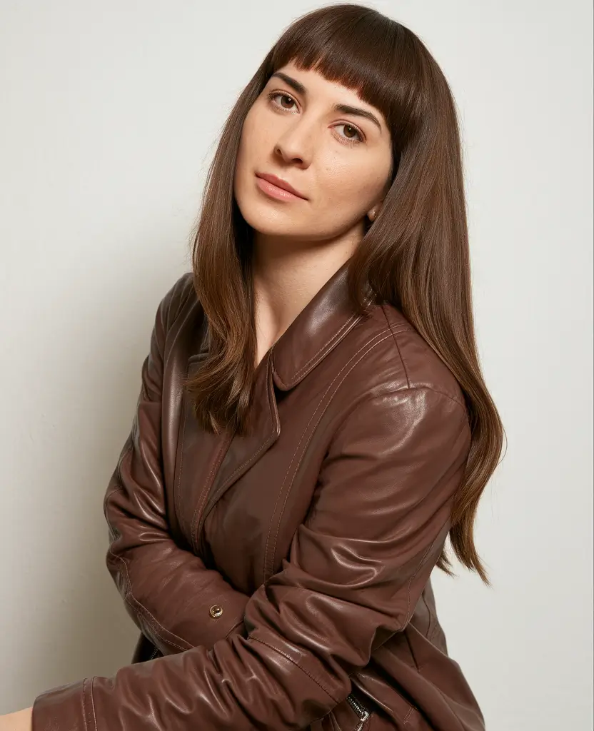 Fall hairstyle for Medium Hair 2025 - Clean Straight Cut with Blunt Bangs: Sharp Yet Soft