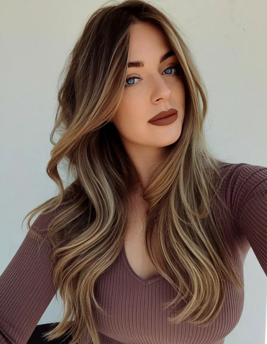 Fall hairstyle for Medium Hair 2025 - Golden Balayage with Long Layers: Sunshine for Autumn Days