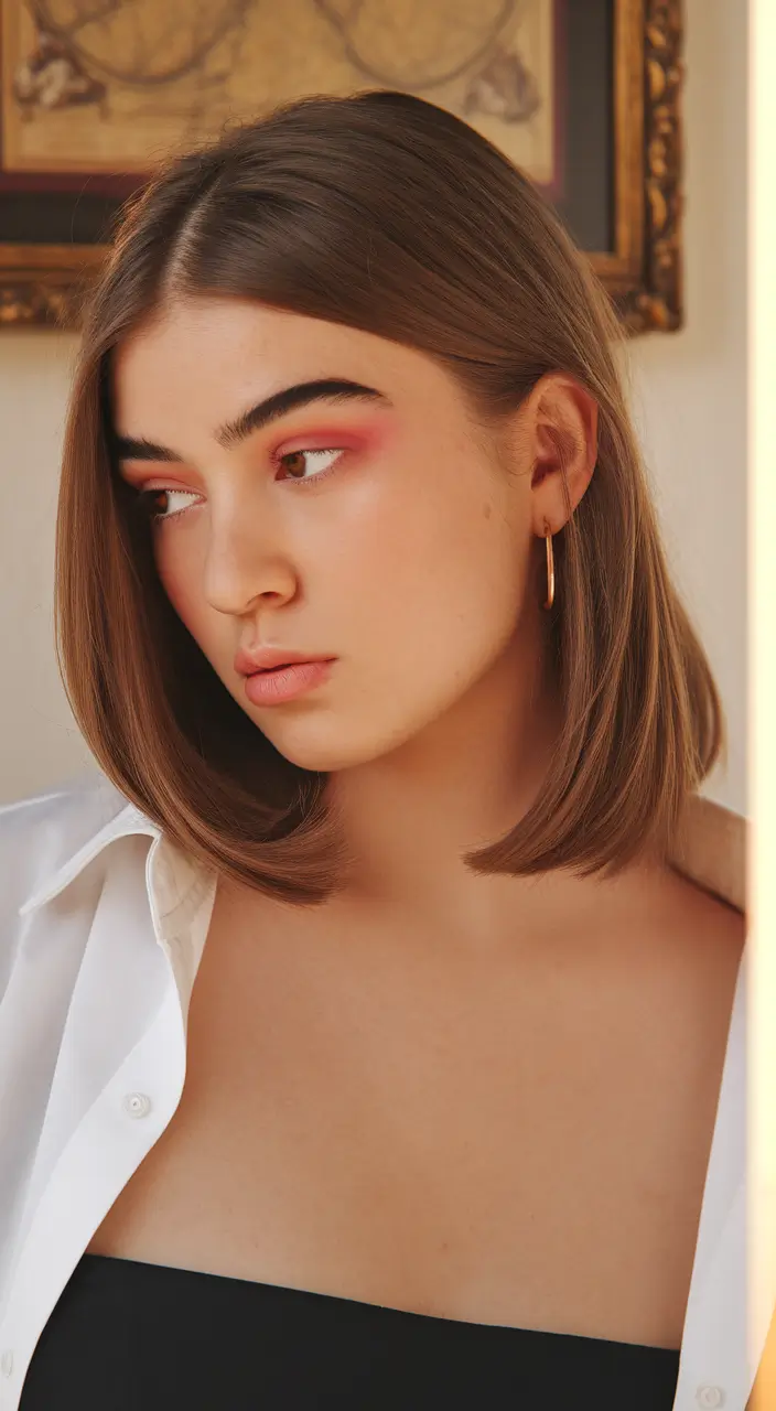 Fall hairstyles for round faces ideas 2025+Soft Rounded Bob with Barely-There Layers