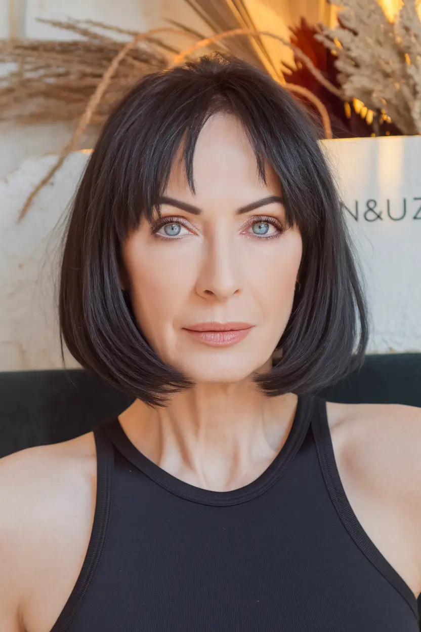 Fall hairstyles for women over 40 ideas 2025 Classic Black French Bob