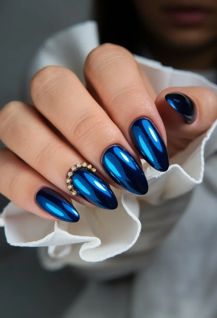 Fall Nail Trends 2025 Midnight Chrome Elegance