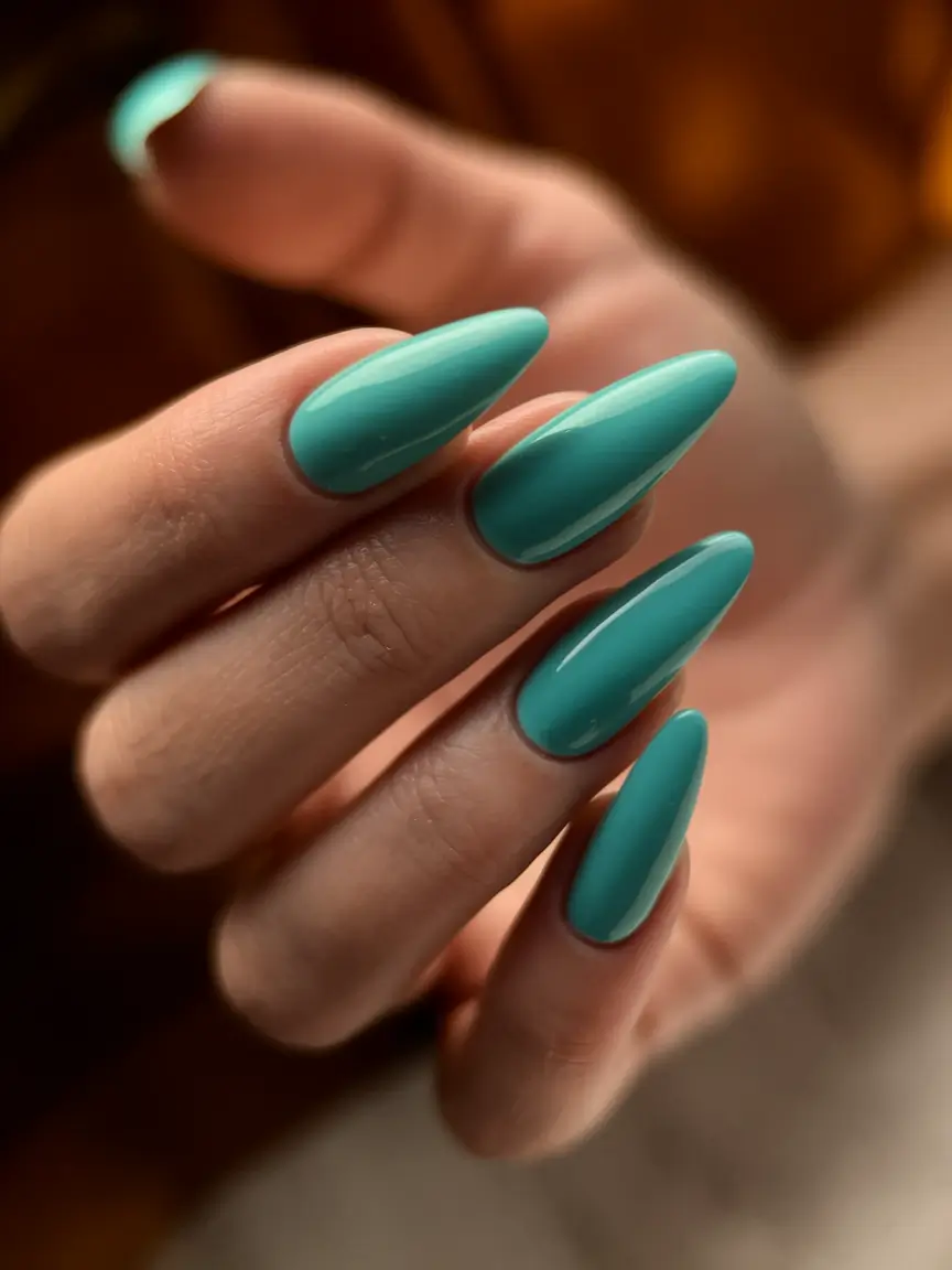 Fall Nail Trends 2025 Aqua Almond Confidence