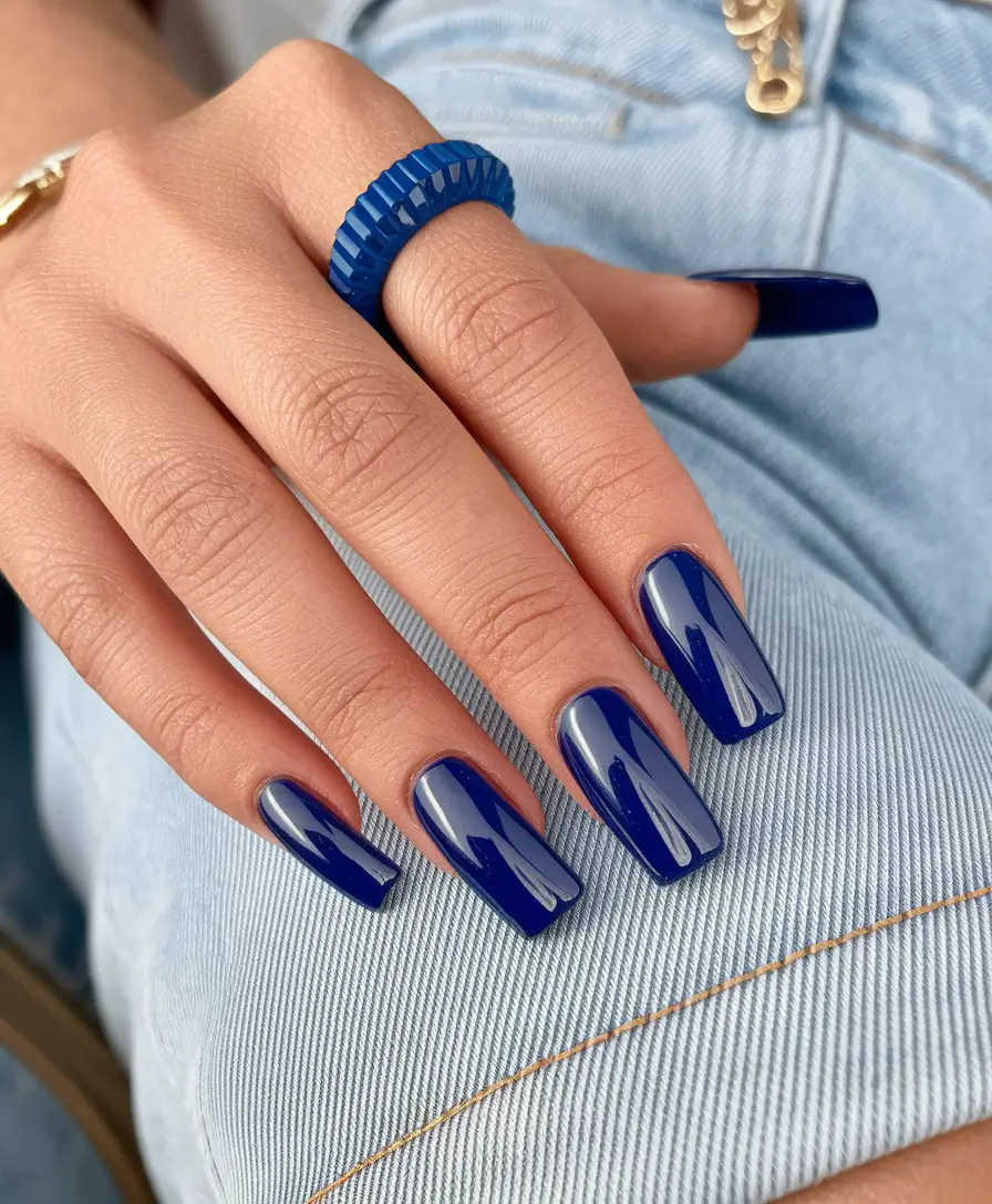 Fall Nail Trends 2025 Royal Blue Square Power
