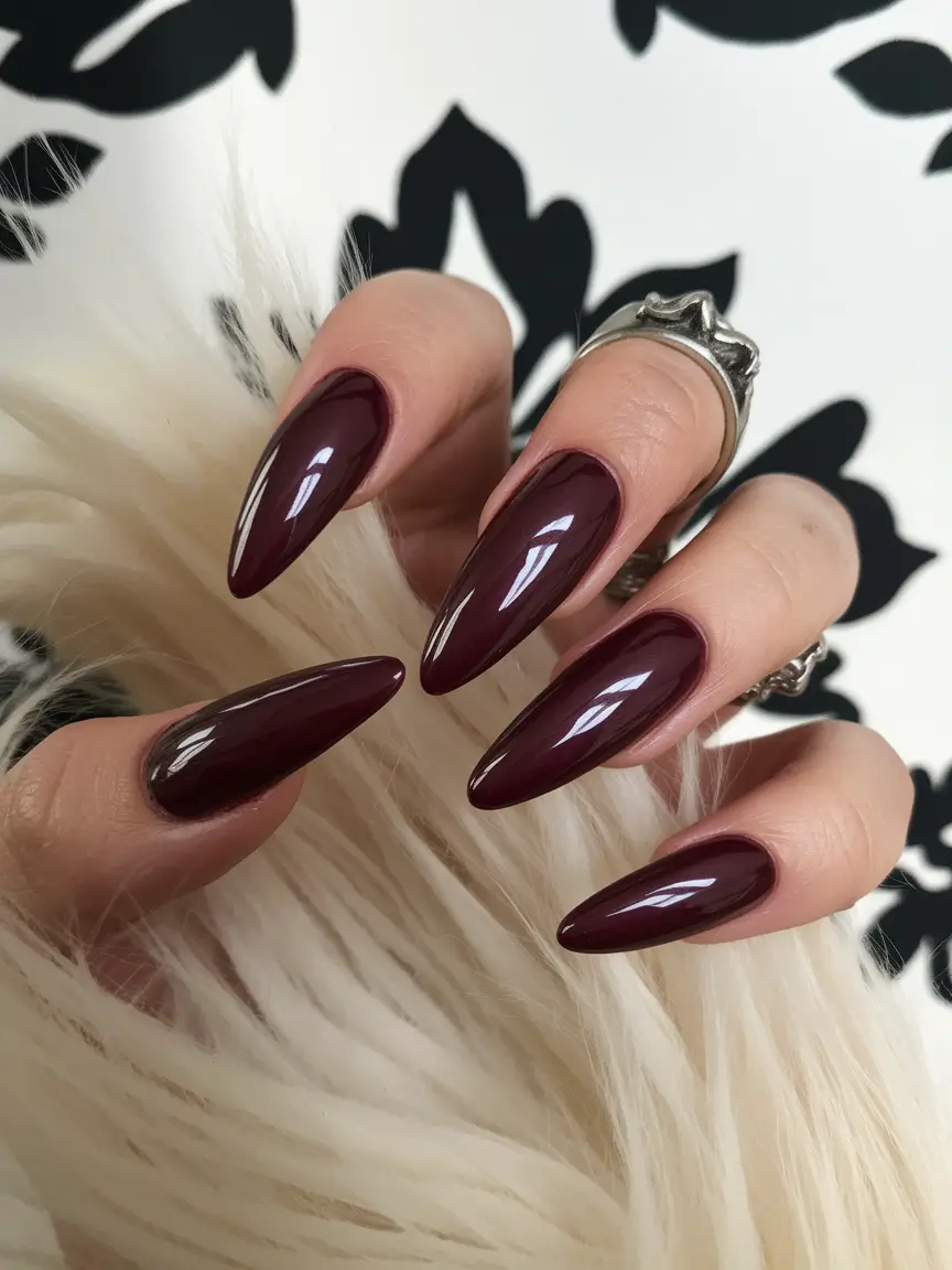 Fall Nail Trends 2025 Dark Wine Almond Drama