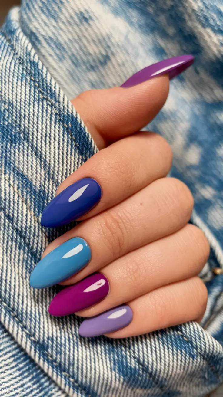 Fall Nail Trends 2025 Denim-Blue Ombré Palette