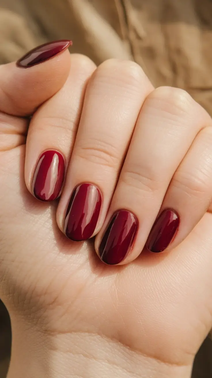 Fall Nail Trends 2025 Classic Burgundy Short Nails