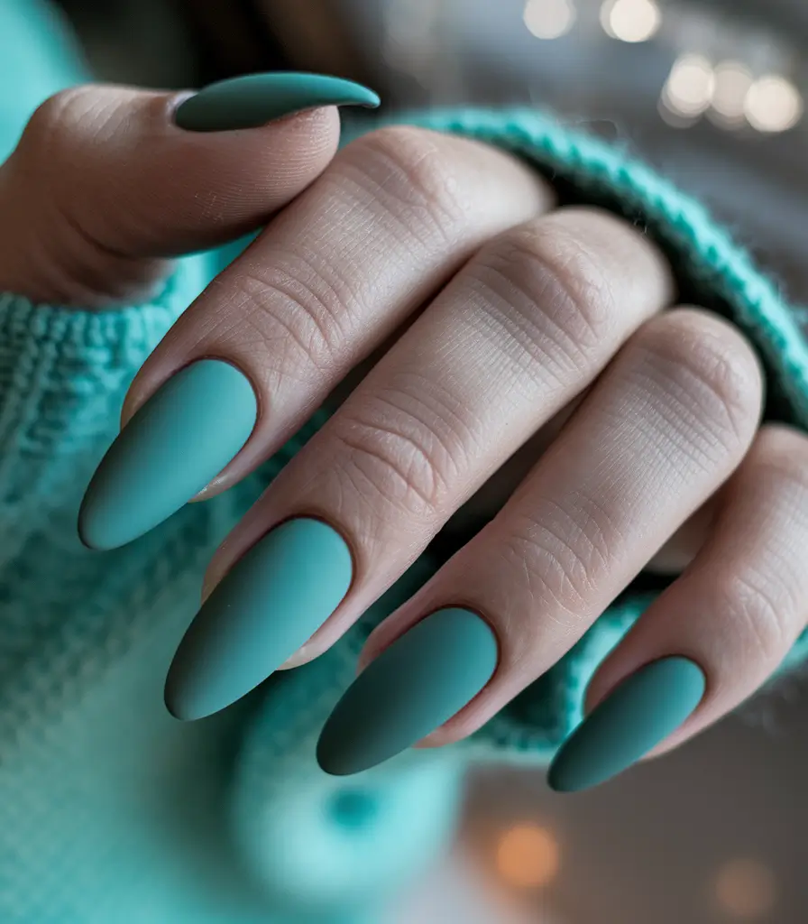 Fall Nail Trends 2025 Teal Matte Serenity