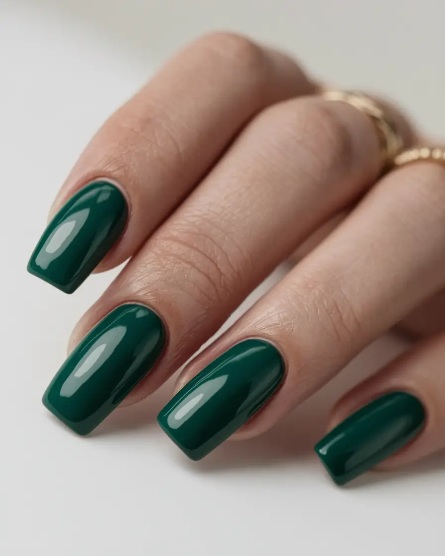 Latest Fall Nail Color Trends 2025 Deep Emerald Gloss