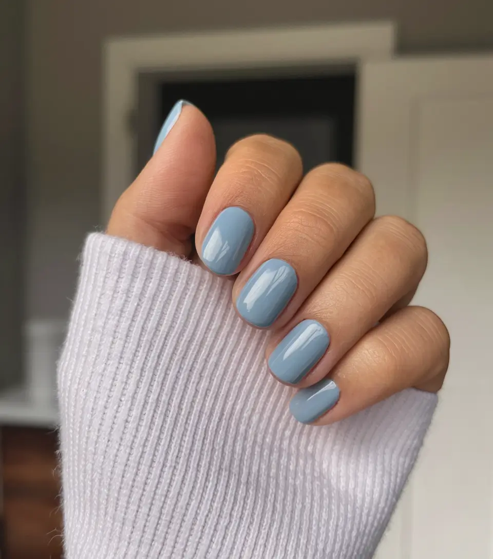 Latest Fall Nail Color Trends 2025 Powder Blue Simplicity