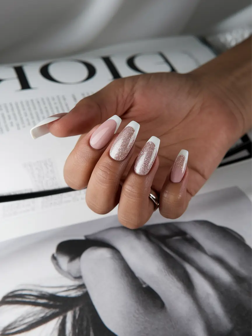 Latest Fall Nail Color Trends 2025 Modern French with Sparkle Twist