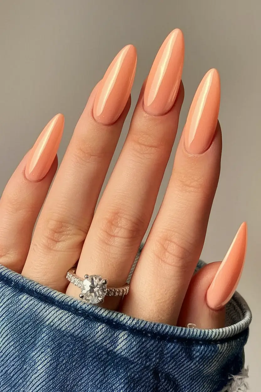 Latest Fall Nail Color Trends 2025 Peach Almond Elegance