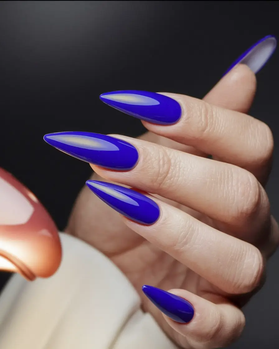 long fall nails ideas 2025 Cobalt Power Almonds