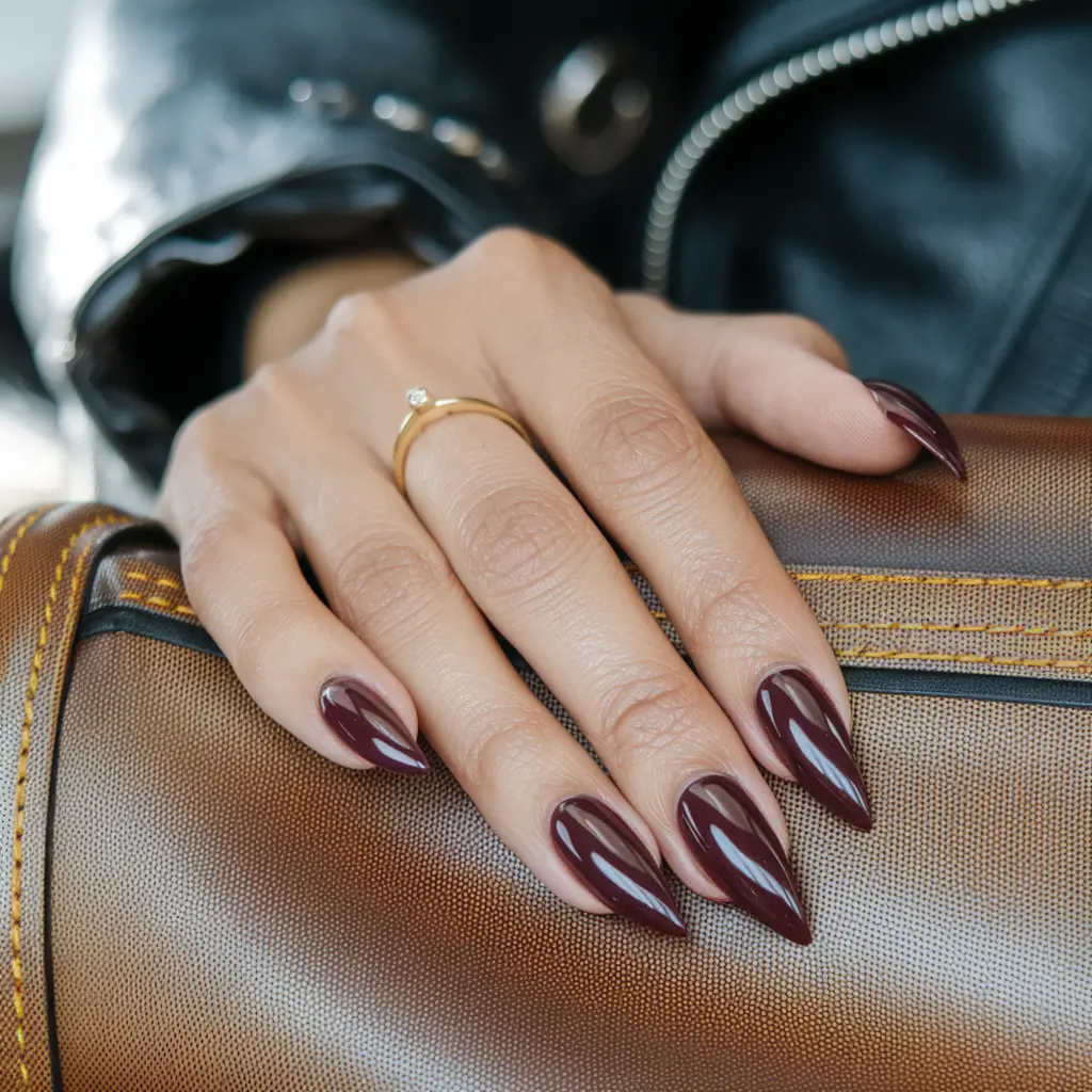 medium fall nails ideas 2025 Chocolate Almond Gloss