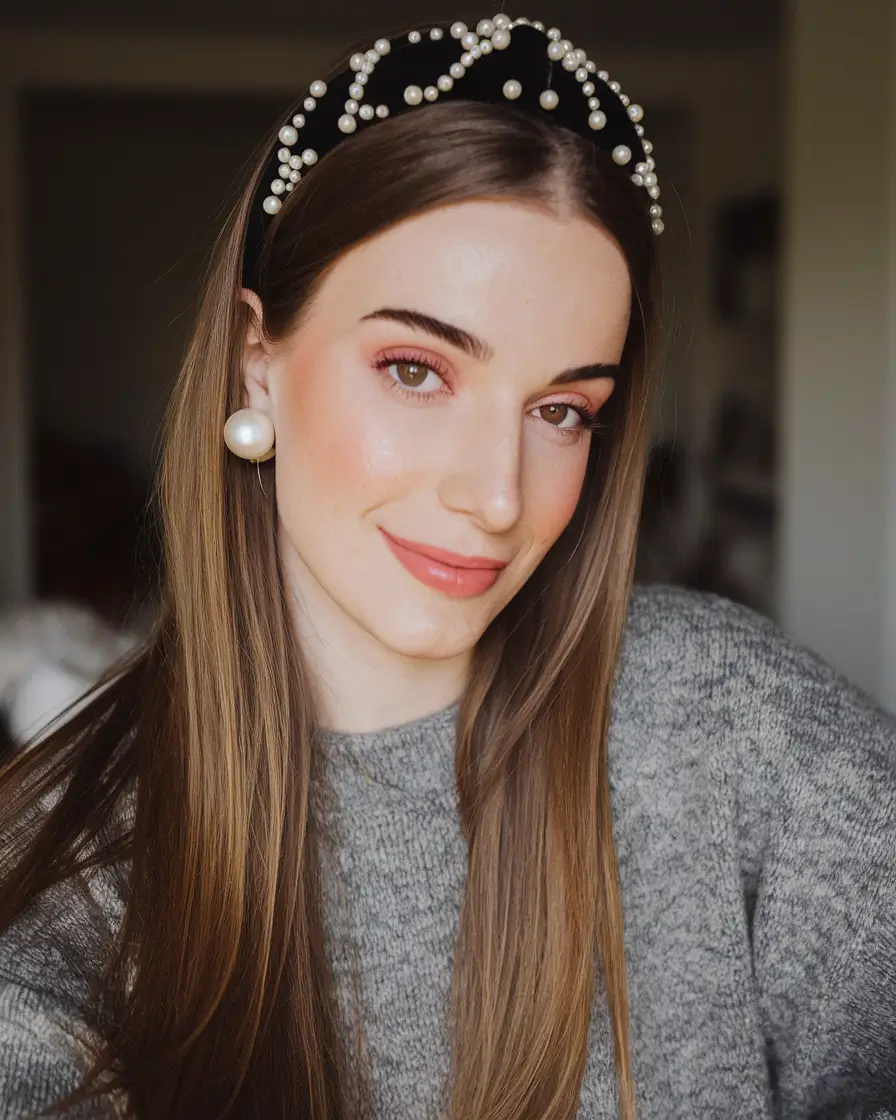 Medium-Length hairstyle for Fall 2025 Glossy Straight with Headband
