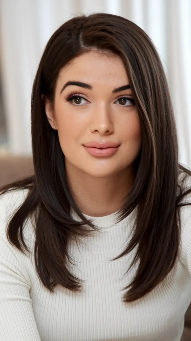 Medium-Length hairstyle for Fall 2025 Soft Layered Brunette