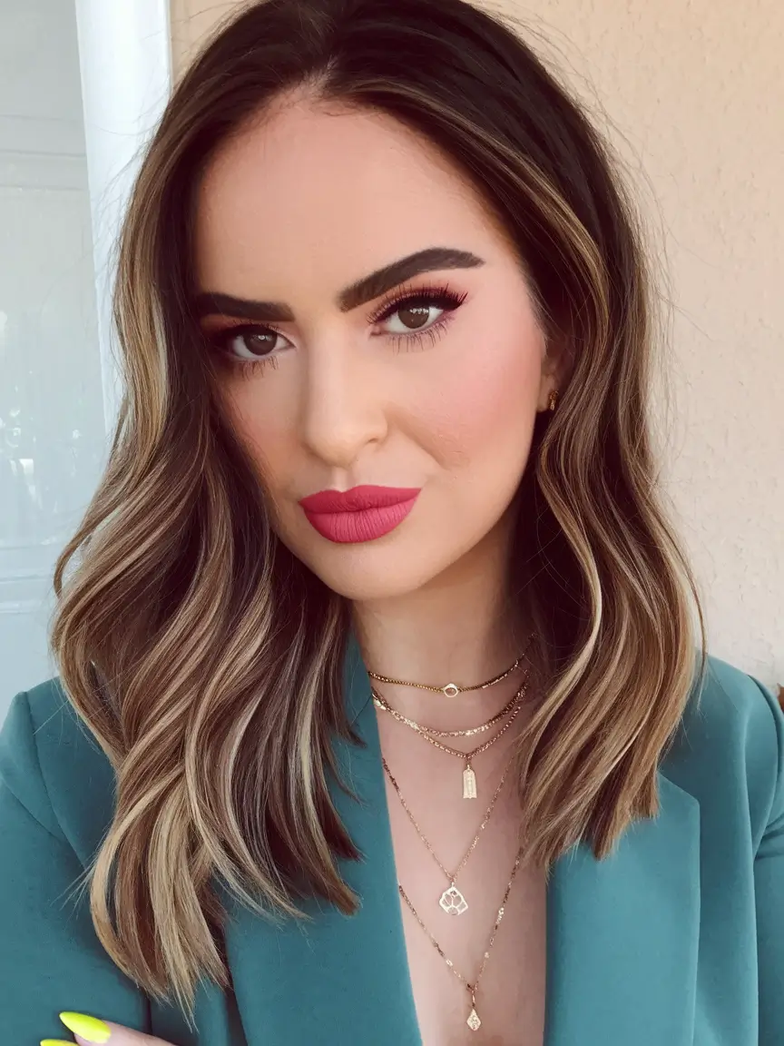 Medium-Length hairstyle for Fall 2025 Brunette Waves