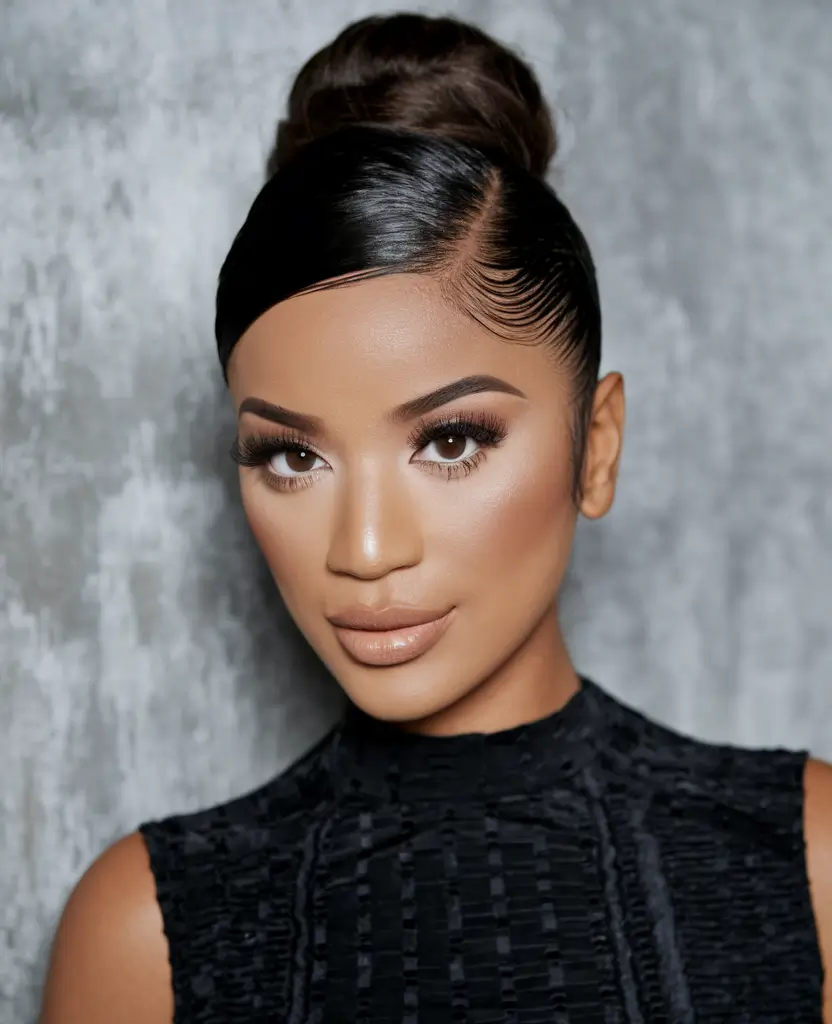 Medium-Length hairstyle for Fall 2025 Sleek Bun