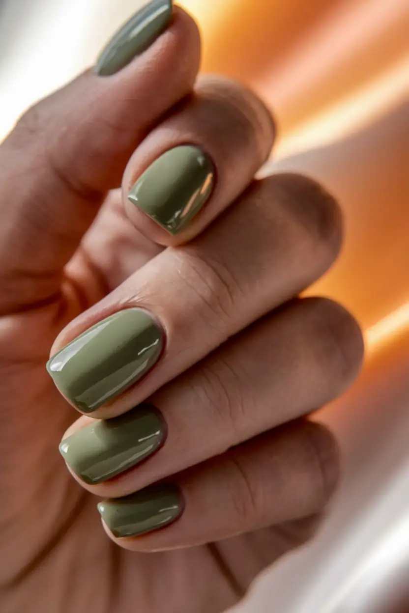 Neutral Fall Nails 2025 Ideas Soft Sage Short Nails