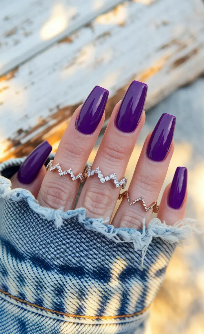 Neutral Fall Nails 2025 Ideas Bold Violet Square