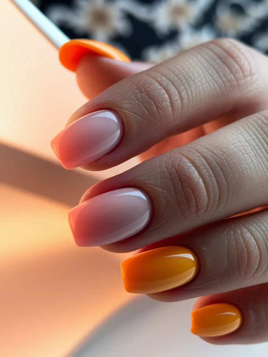 Neutral Fall Nails 2025 Ideas Warm Ombre and Bold Yellow