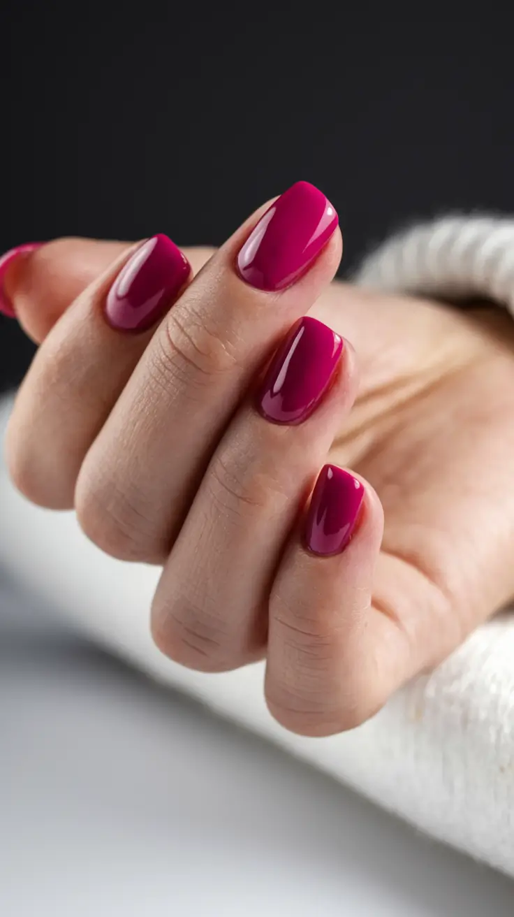 Neutral Fall Nails 2025 Ideas Magenta Short Nails