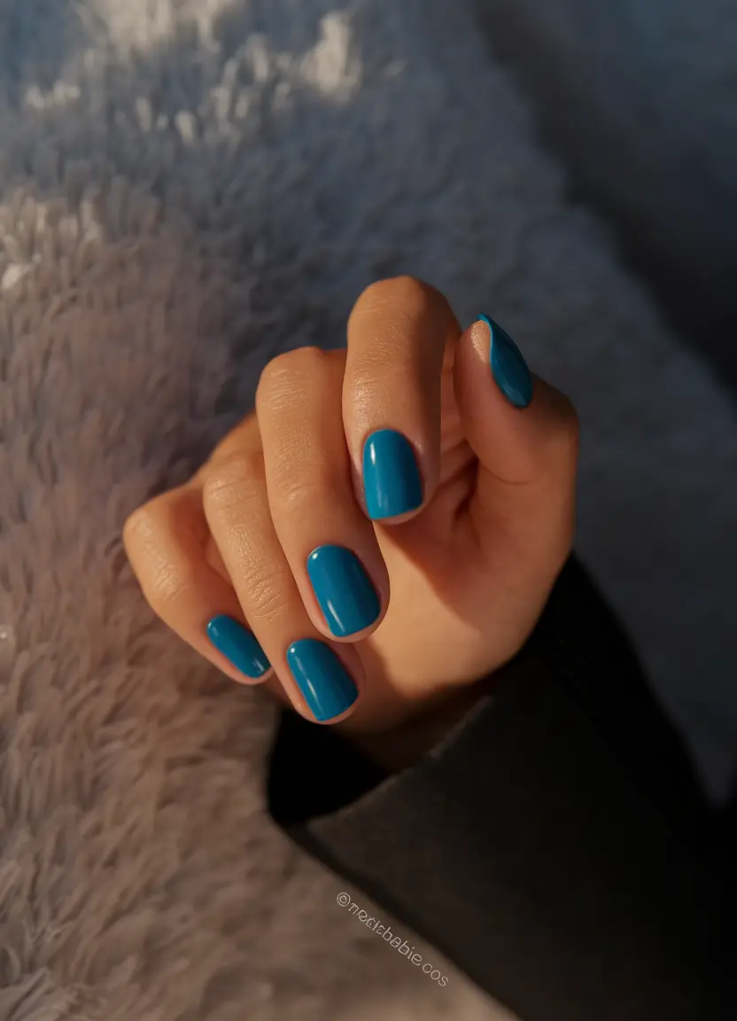 Neutral Fall Nails 2025 Ideas Bright Teal Short Nails