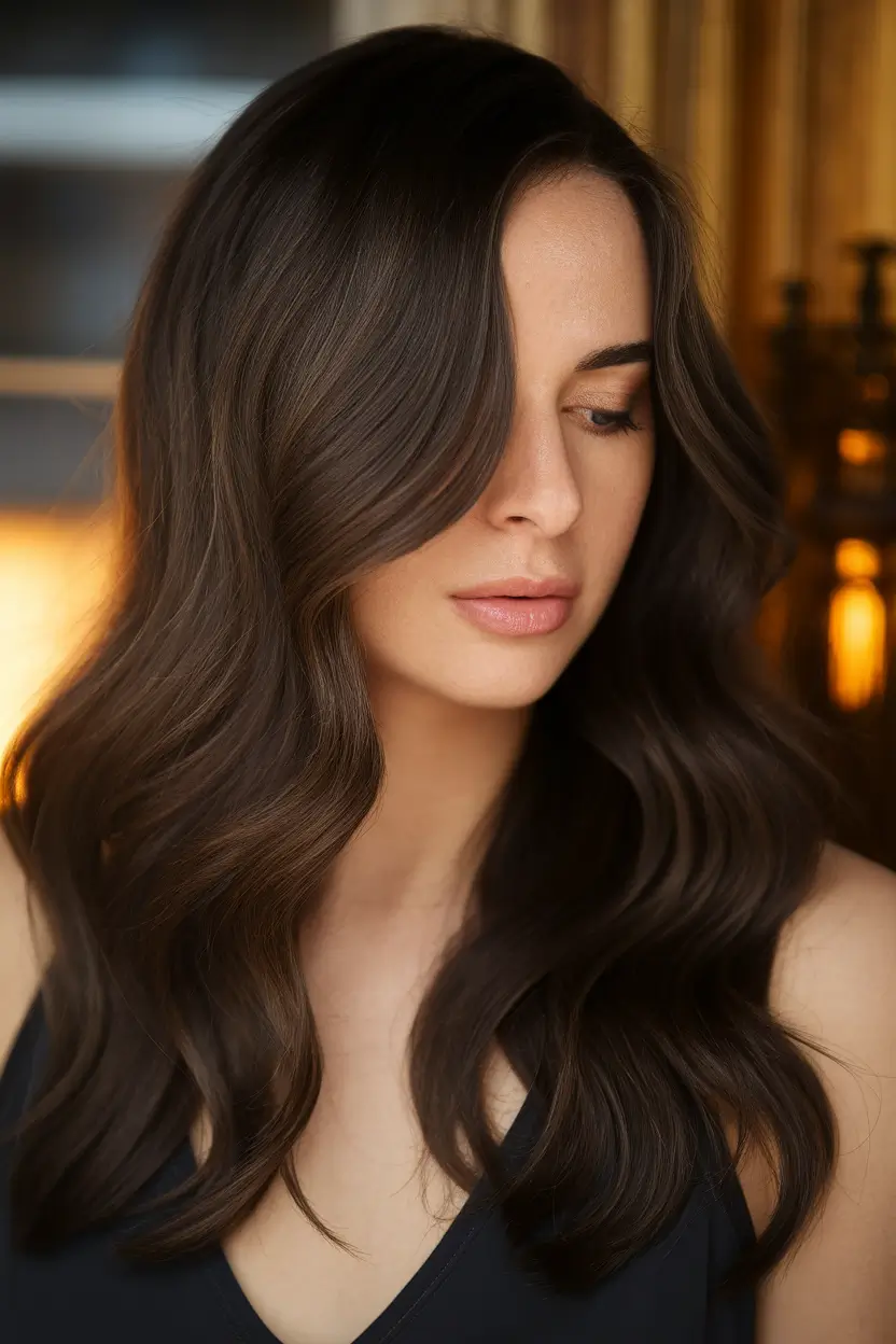 Rich Dark Brown Hair Colors for Fall 2025 Dark Mocha with Subtle Highlights