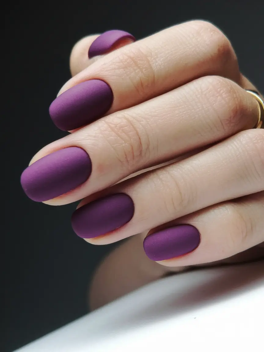 Short Fall Nail Trends 2025 Velvet Matte Plum