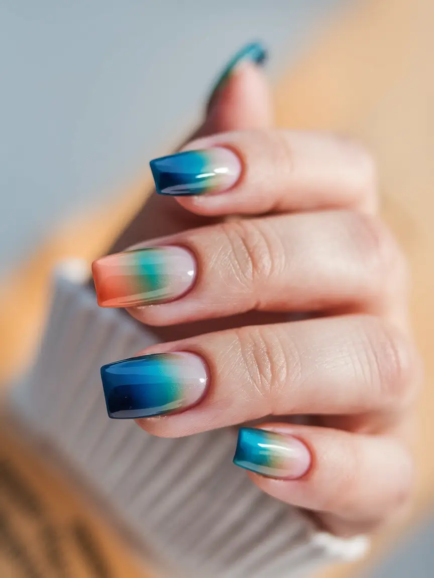 Short Fall Nail Trends 2025 Sunset Horizon Gradient