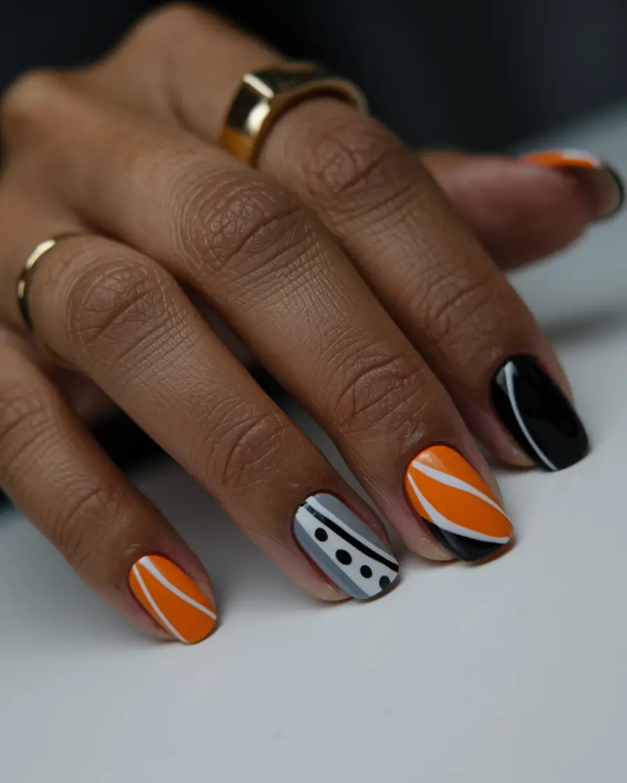 Short Fall Nail Trends 2025 Graphic Autumn Pop
