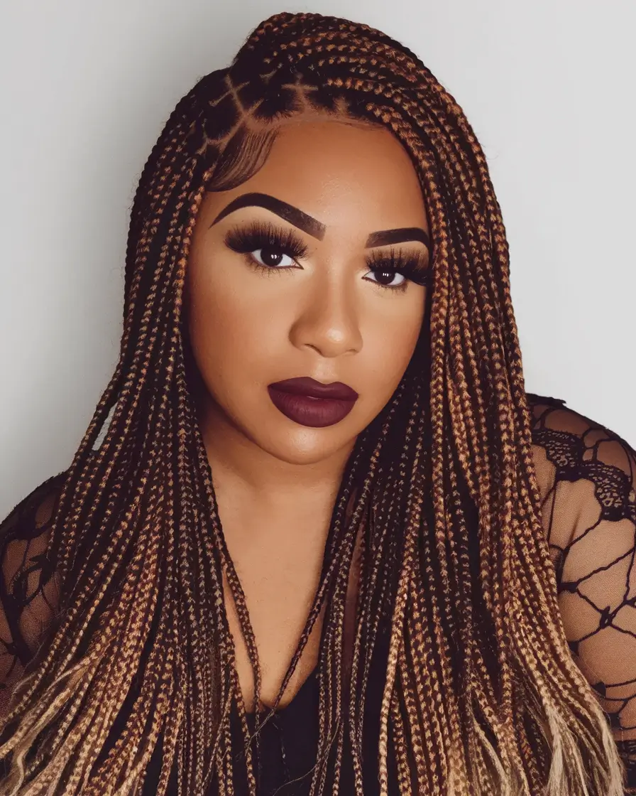 Stunning Braid Hairstyles for Fall 2025 Honey-Toned Braids with Deep Side Part