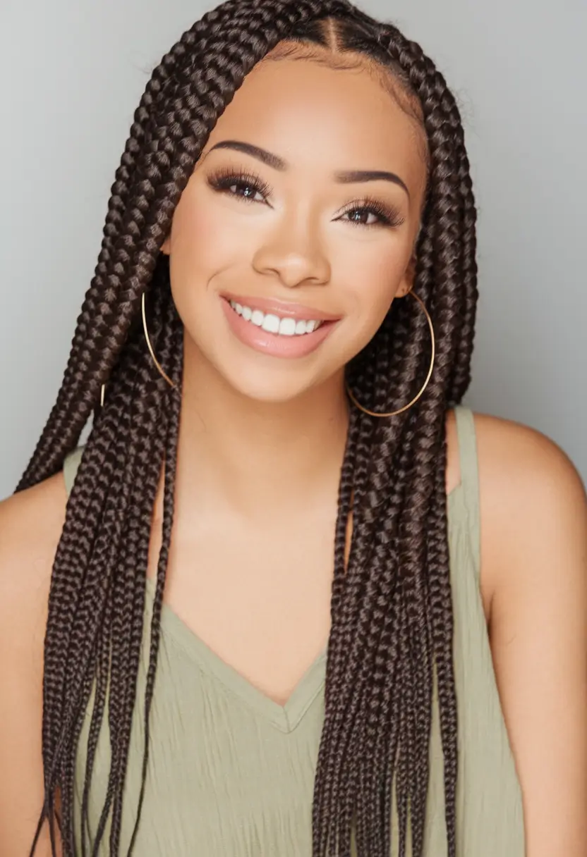 Stunning Braid Hairstyles for Fall 2025 Glossy Box Braids with Warm Undertones