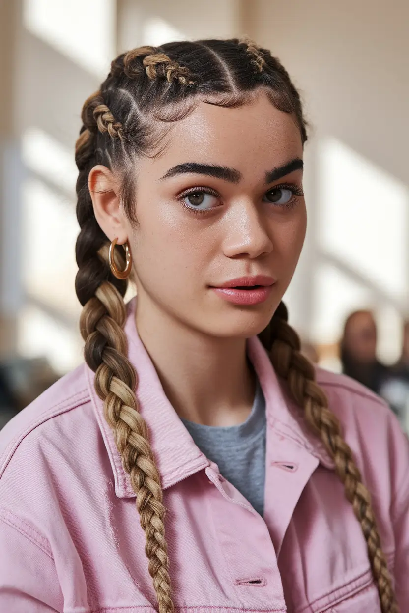 Stunning Braid Hairstyles for Fall 2025 Golden-Dipped Braids with Soft Contrast